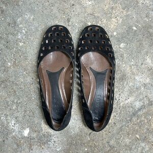 Marni Black Suede Square Cutout Ballet Flats